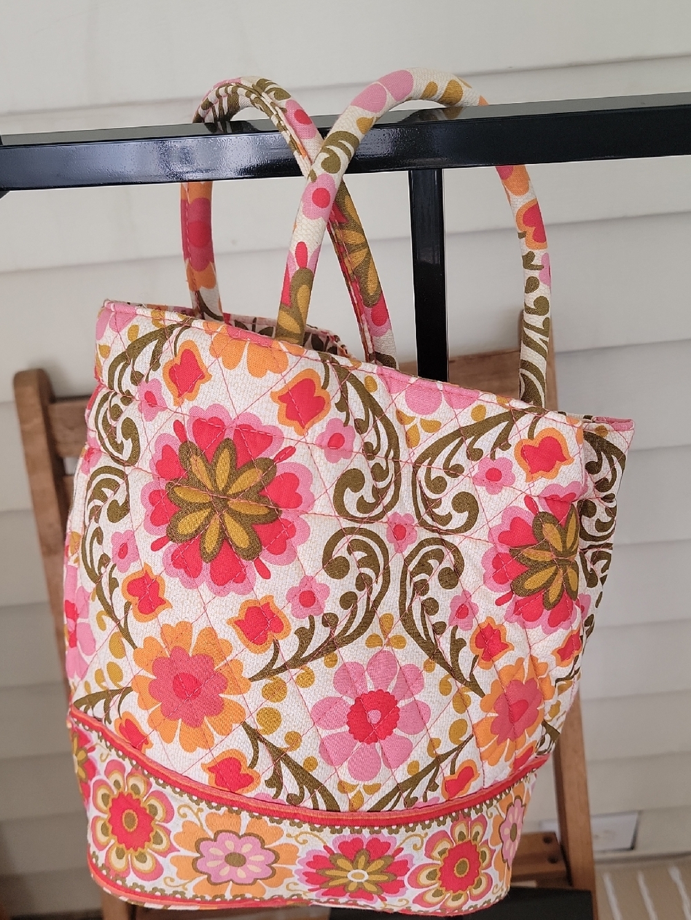 Vera Bradley Pink Orange Floral Quilted Tote